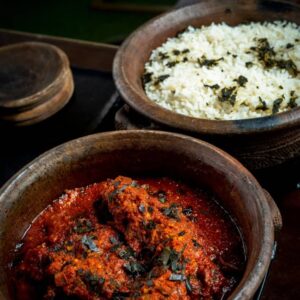 Steamed Rice With Bushman Sauce